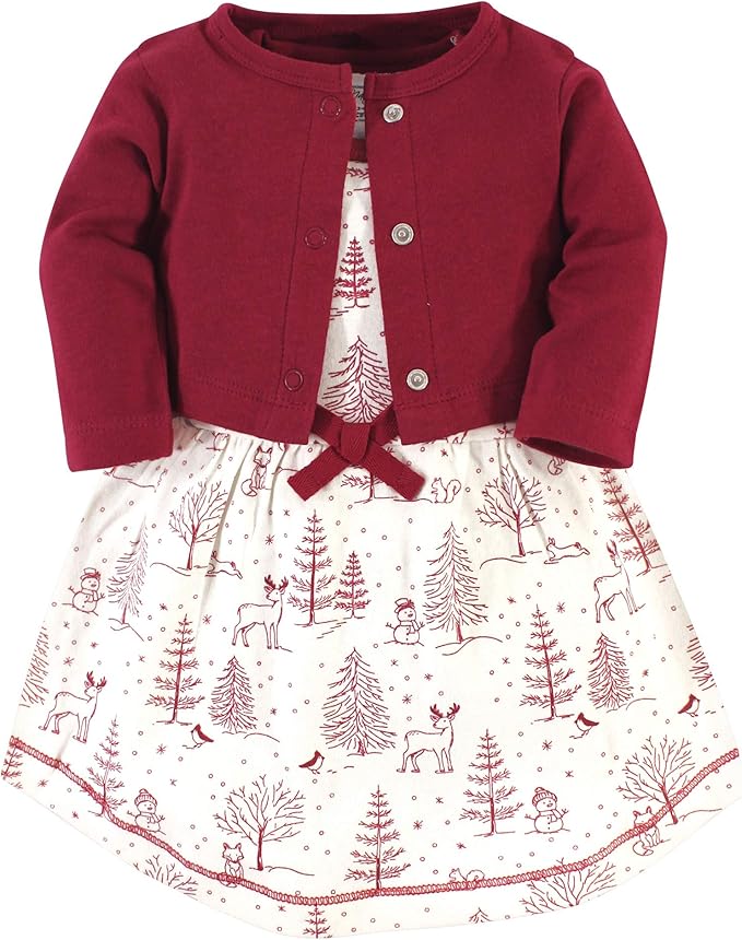 Touched by Nature organic cotton baby dress and cardigan in rainbow design